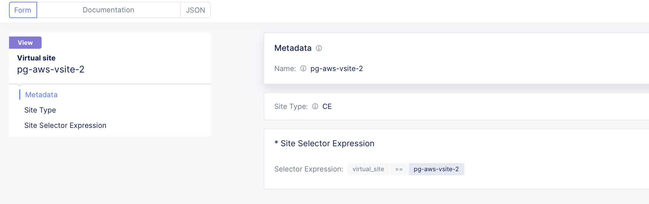 Figure: vSite Name